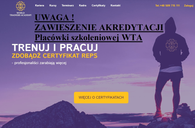 zawieszenie akredytacji World Trainer Academy